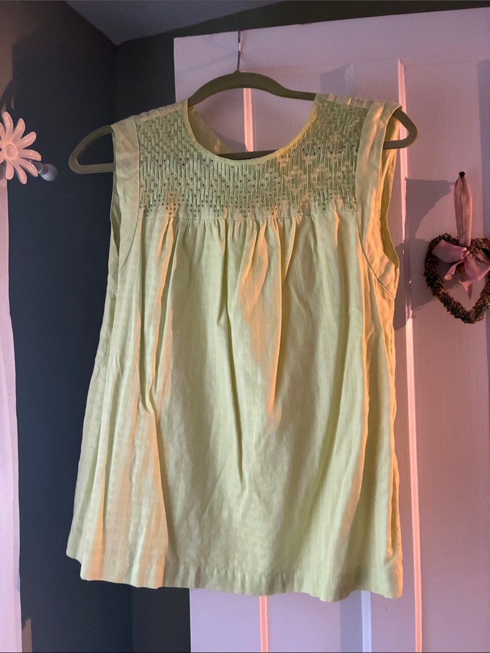 J. Crew Light Green Smocked Sleeveless Camisole Top